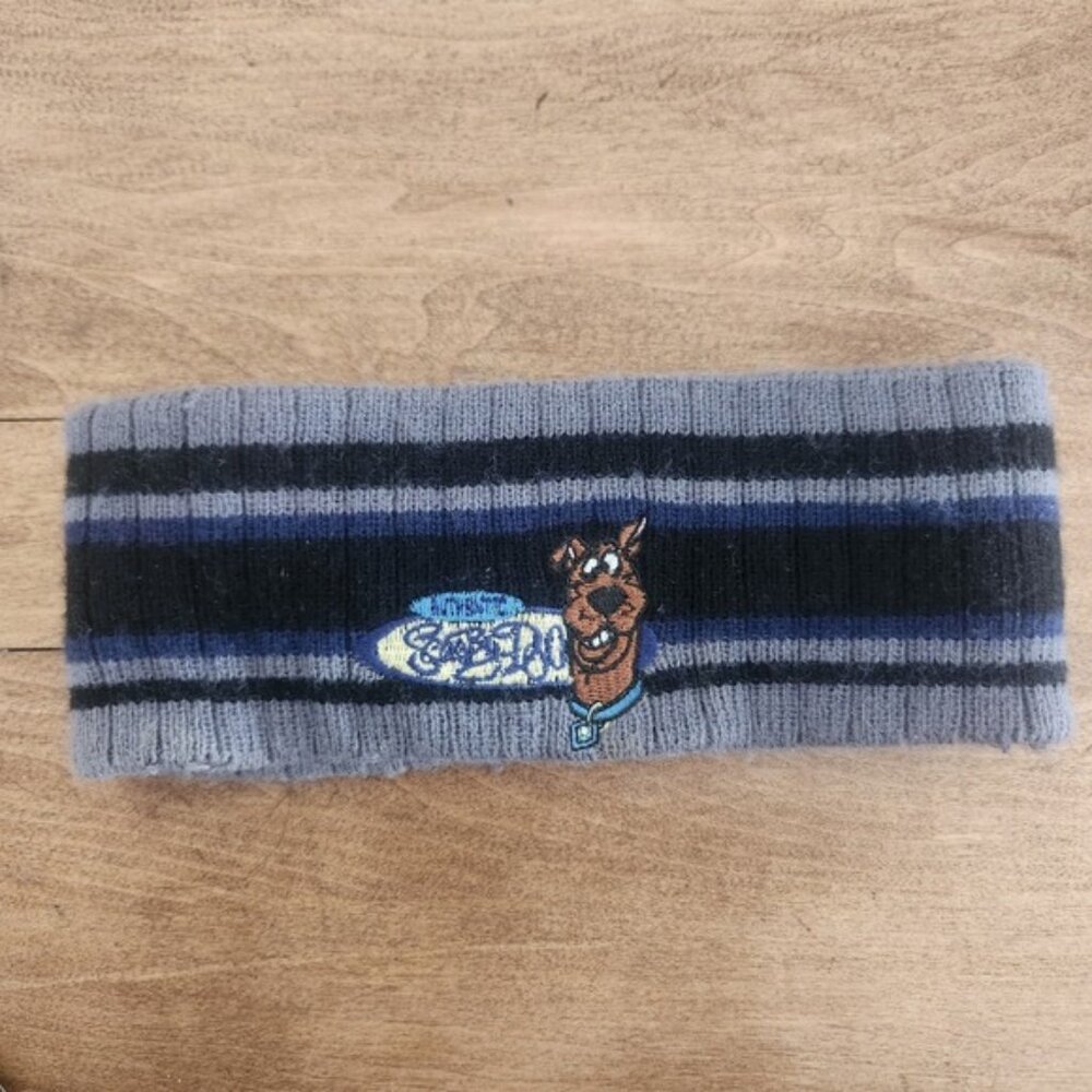 Vintage 2002 Scooby-Doo Striped Knit Headband Grey Navy Y2K Hanna Barbera